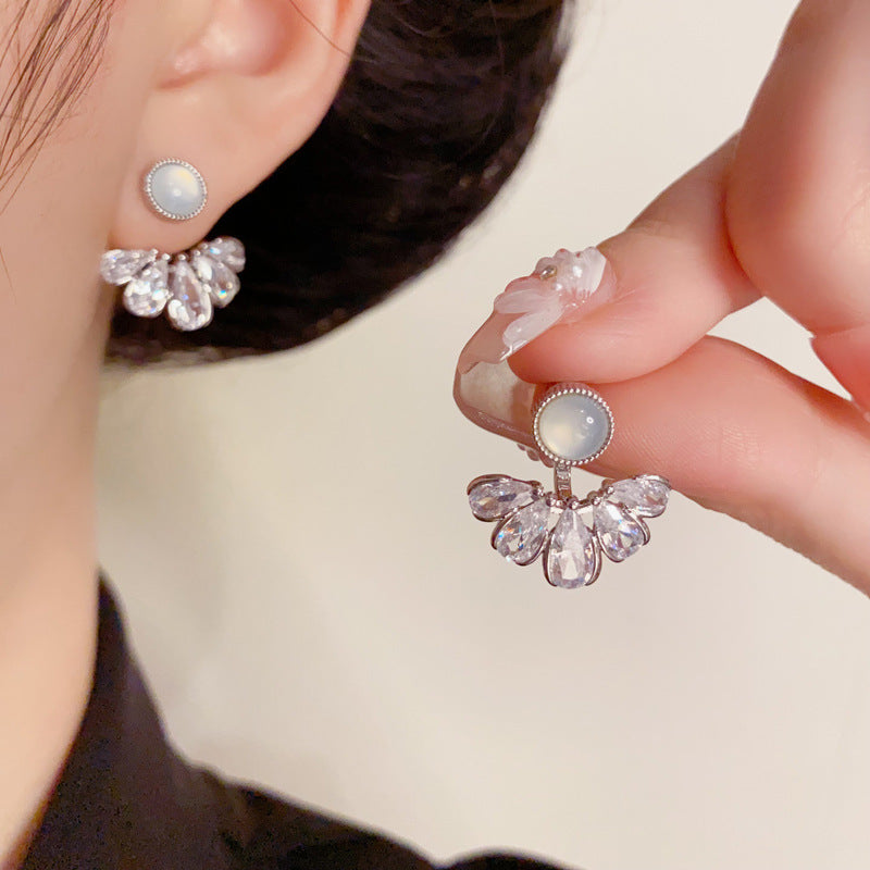 Elegant Zircon Droplet Front-Back Stud Earrings – Waterdrop Design