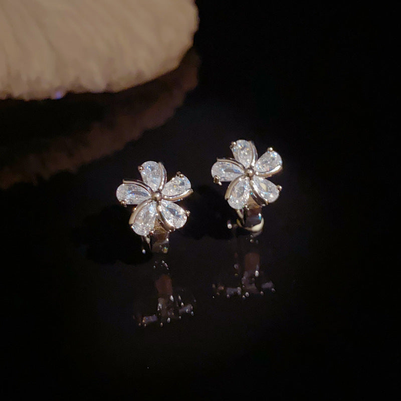 14K Gold-Plated Silver Flower Mini Hoop Earrings–Elegant Floral Design