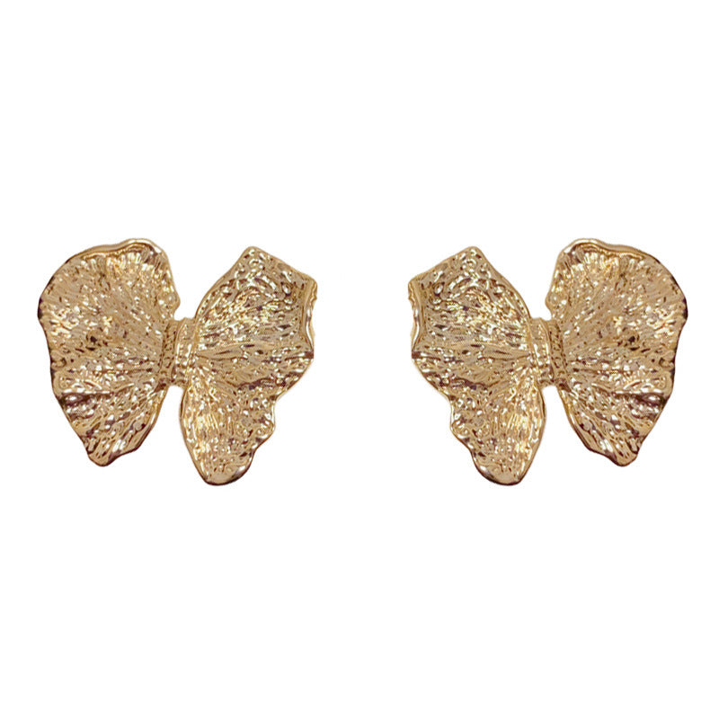 Eaioncol Textured Metal Butterfly Earrings Gold