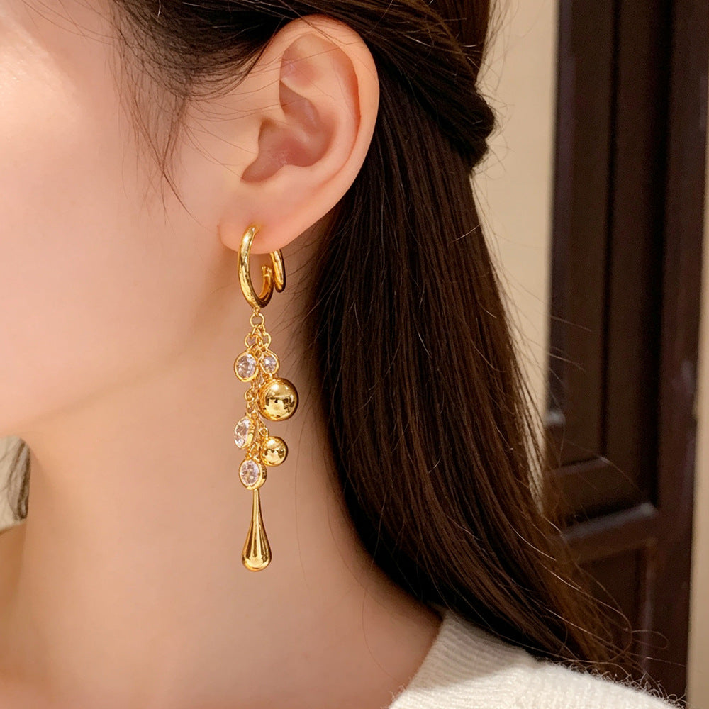 Eaioncol Grape Tassel Teardrop Earrings 14K Gold & Silver Plated