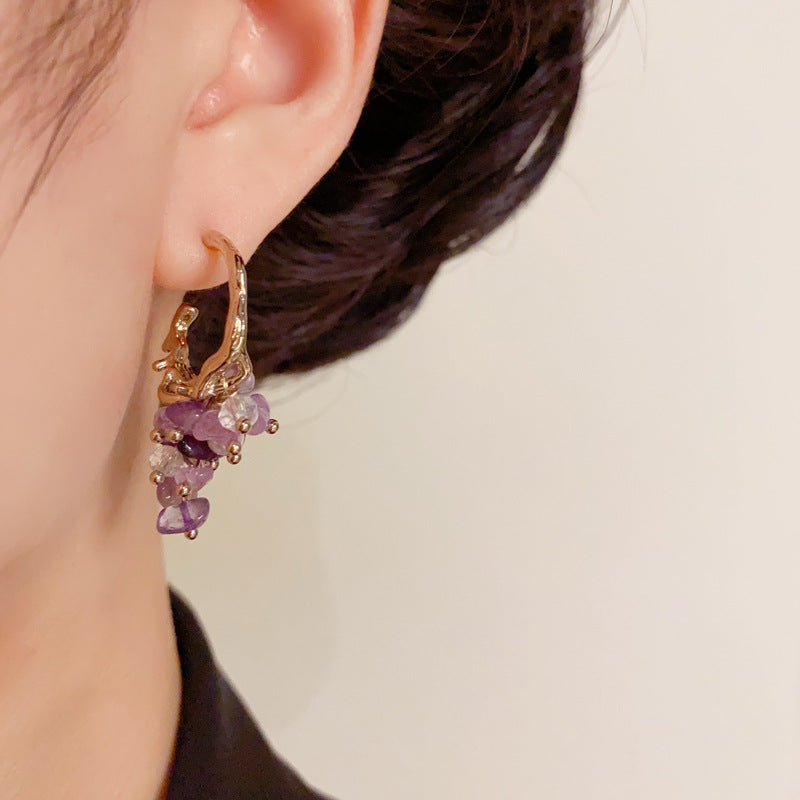 Luxury Geometric Grape Beaded Tassel Earrings – Elegant Design