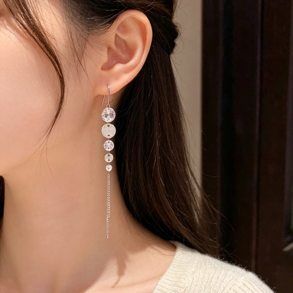 Eaioncol CZ Disc Tassel Ear Hooks 14K Gold & Silver Plated