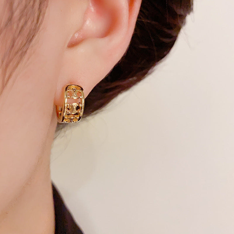 14K Gold-Plated Hollow Geometric Ear Cuffs – Minimalist Chic Design