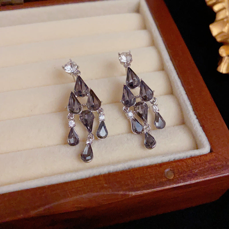 Luxury Zircon Teardrop Tassel Drop Earrings – Elegant Design