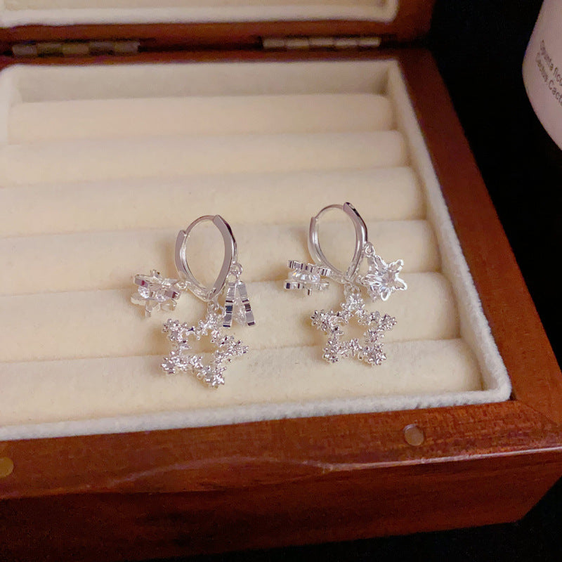 14K Gold Minimalist Metal Star Tassel Drop Earrings – Elegant Design