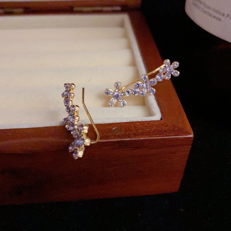 14K Gold-Plated Purple Zircon Flower Earrings – Elegant Floral Design