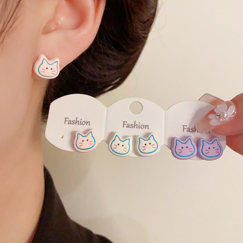 Colorful Animal Themed Set Stud Earrings - Cute Chic Design