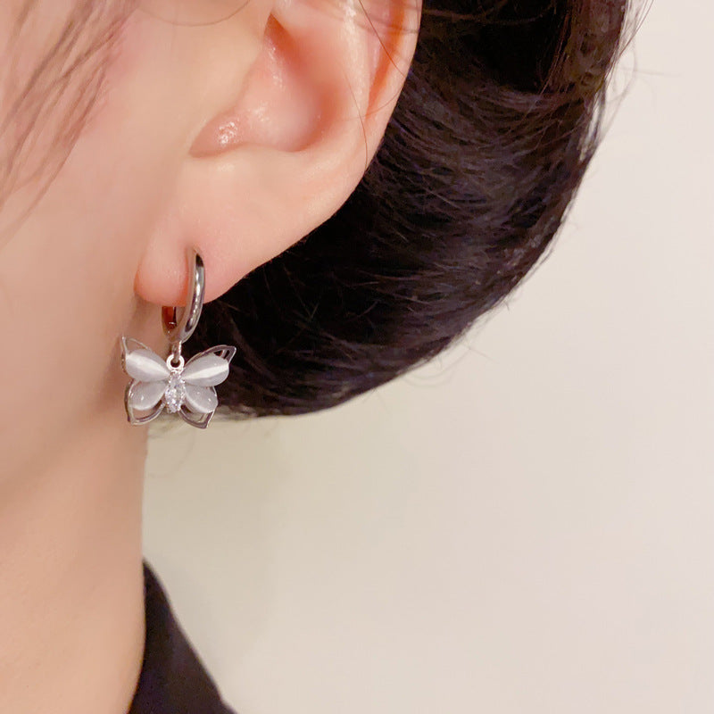 Luxury Zircon Butterfly Drop Earrings – Animal-Inspired Design