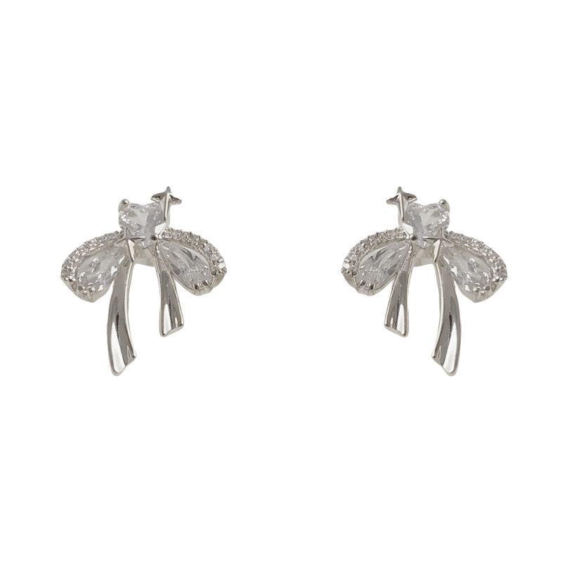 Luxury Full Pave Rhinestone Bow Stud Earrings – Elegant Design