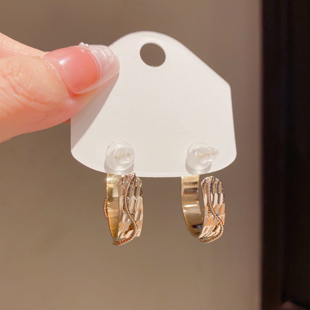 Eaioncol Light Coffee Gold Hoop Earrings 14K Gold Plated