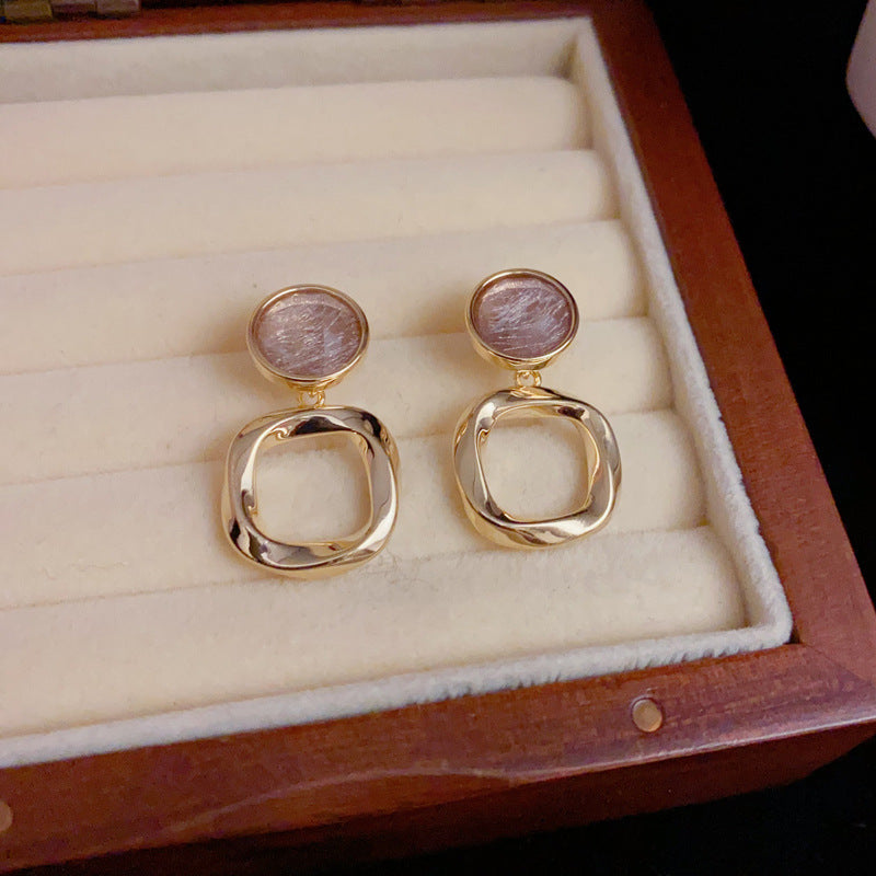 14K Gold-Plated Geometric Square Drop Earrings – Vintage Design