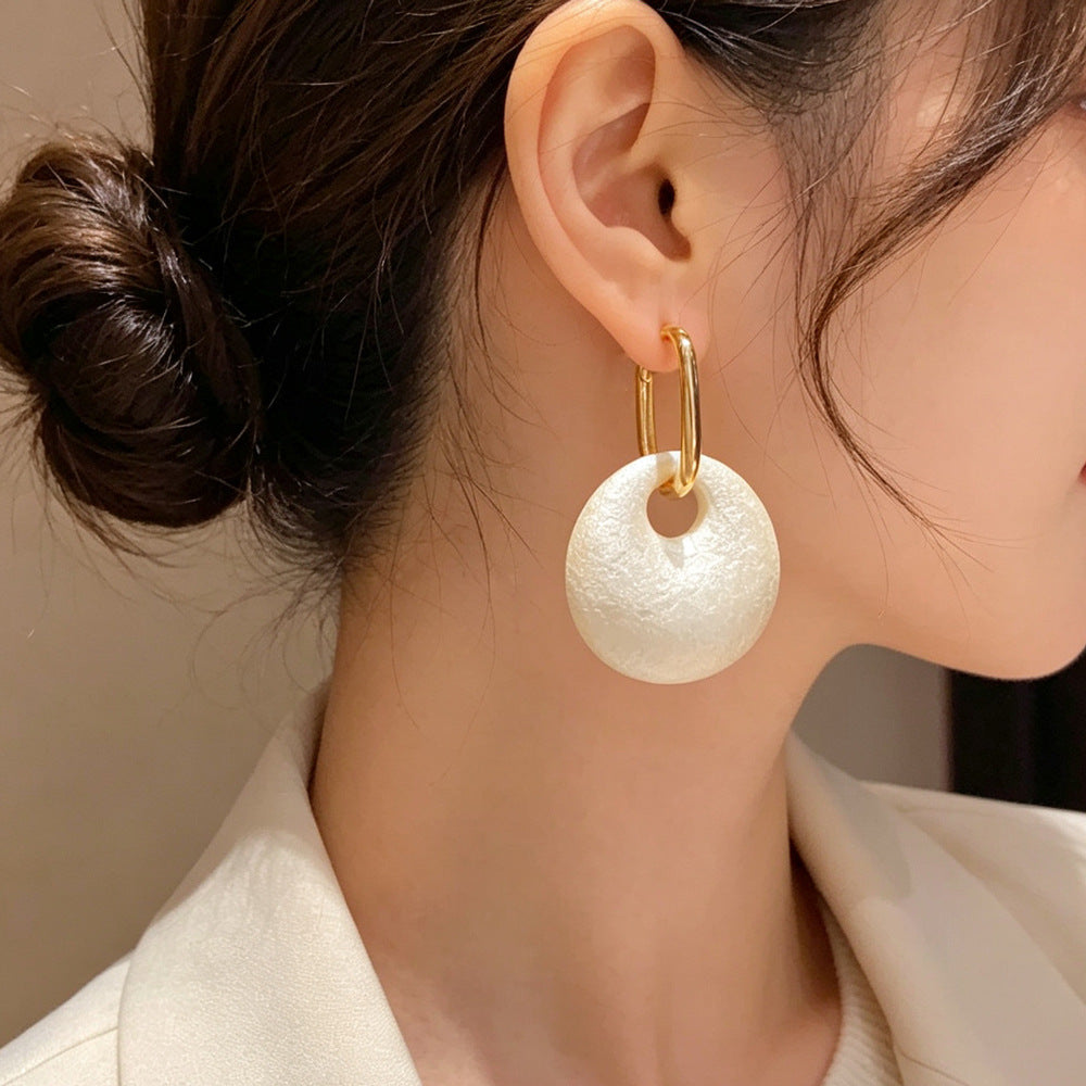 Eaioncol Cotton Pearl Round Hoop Earrings Gold