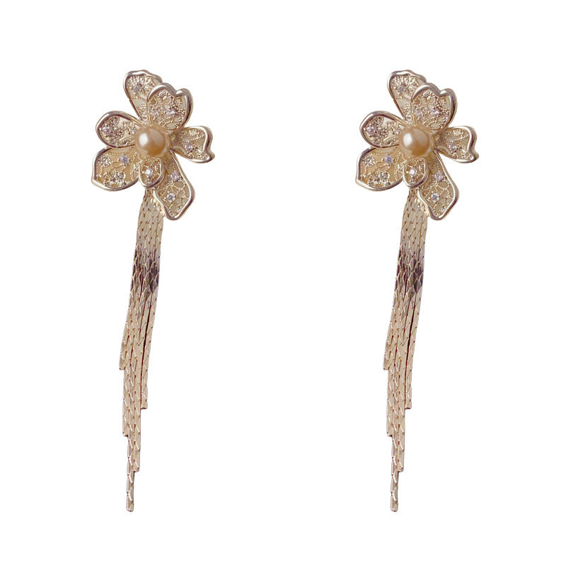 Luxury Hollow Metal Petal Tassel Drop Earrings – Meilard Floral Design