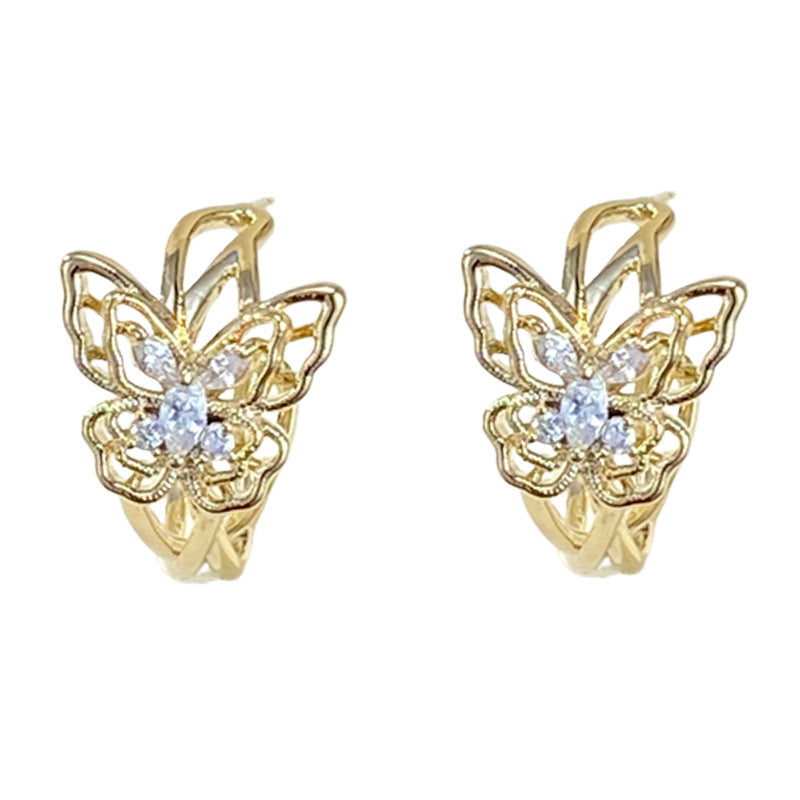 Eaioncol Butterfly Cutout Hoop Earrings Gold