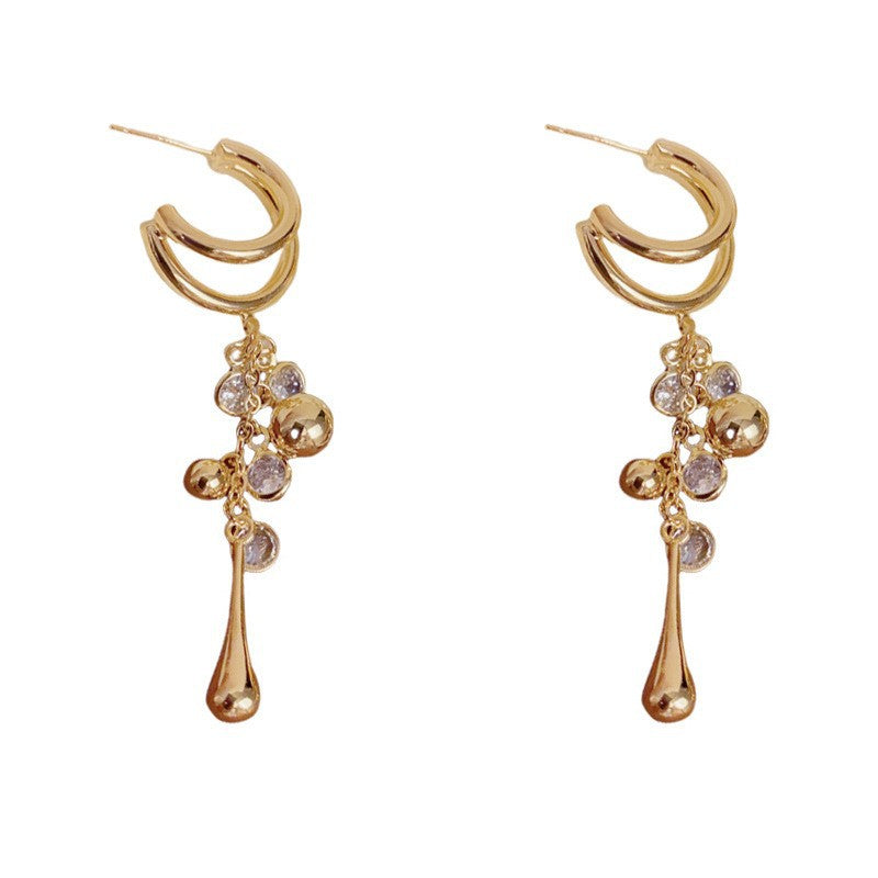 Eaioncol Grape Tassel Teardrop Earrings 14K Gold & Silver Plated