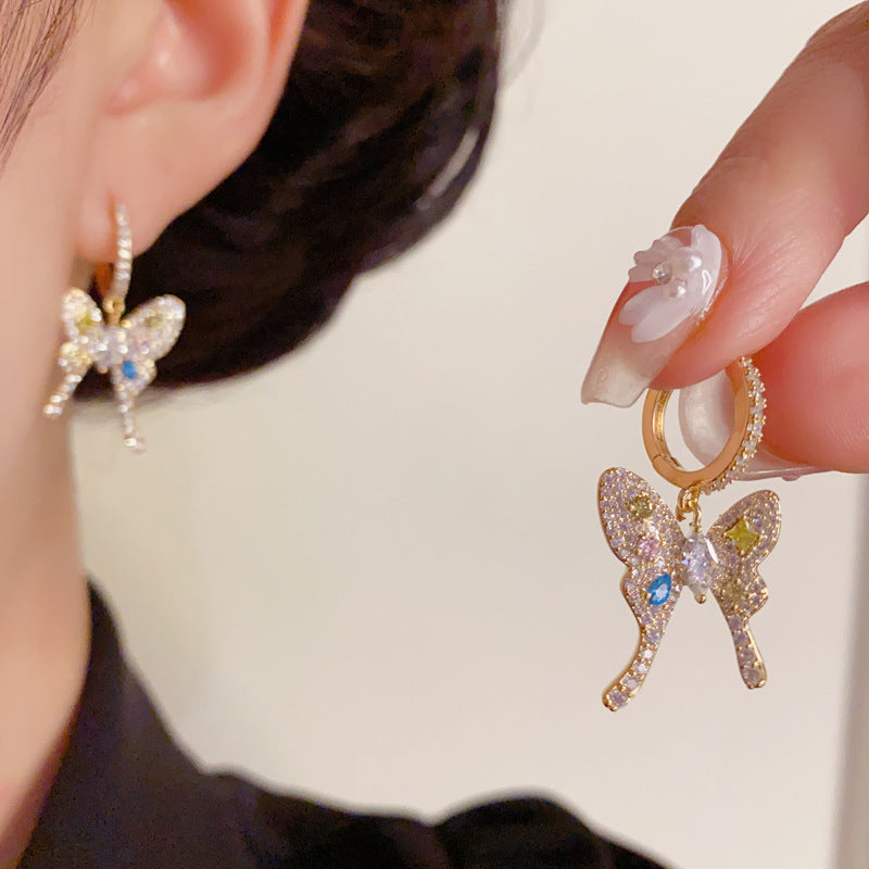 Elegant Full-Zircon Butterfly Ear Cuff Earrings – Animal Design