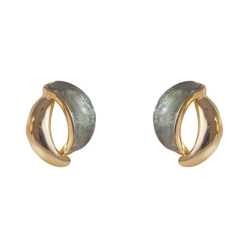 Luxury Resin Metal Cross Stud Earrings – Geometric Design