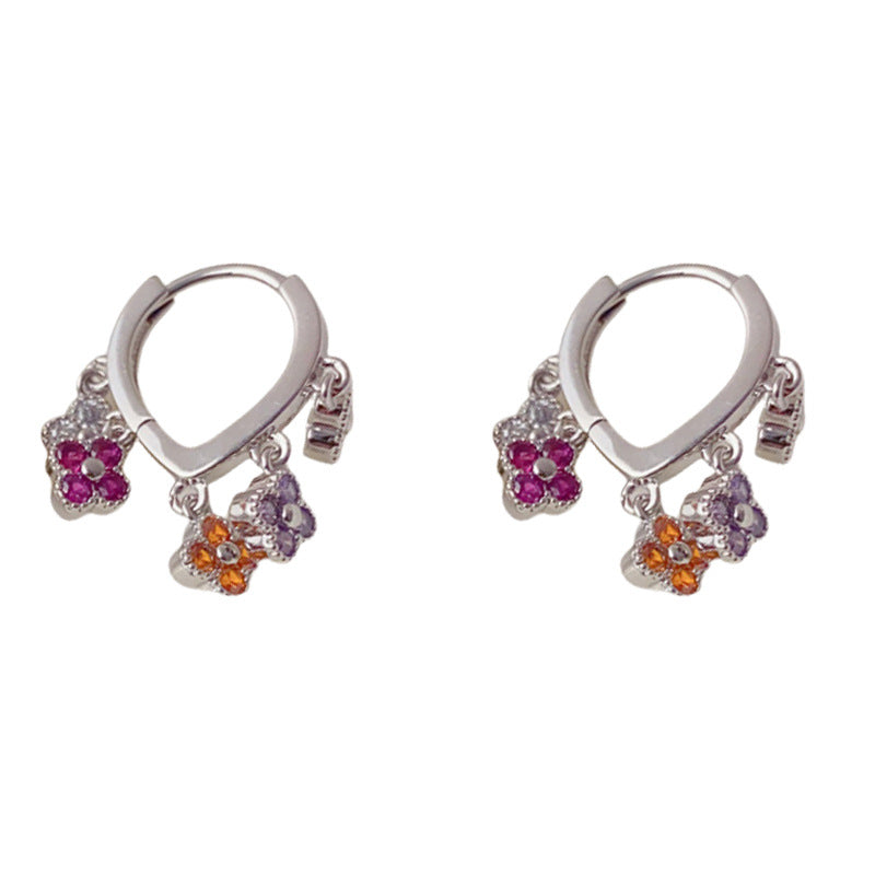 Luxury Colorful 4Leaf Flower Tassel Ear Cuff Earrings – Floral Design