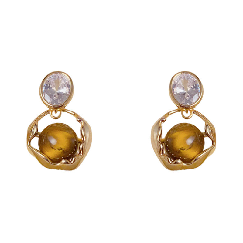 Luxury Zircon Geometric Drop Gold Earrings – Elegant Design