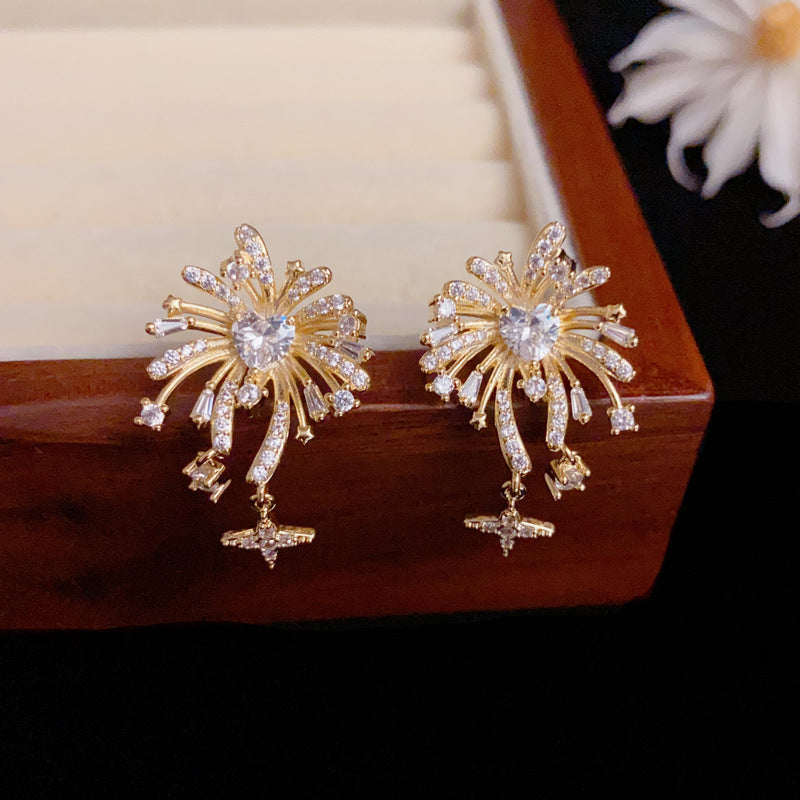 Luxury Zircon Firework Star Drop Earrings – Elegant Design