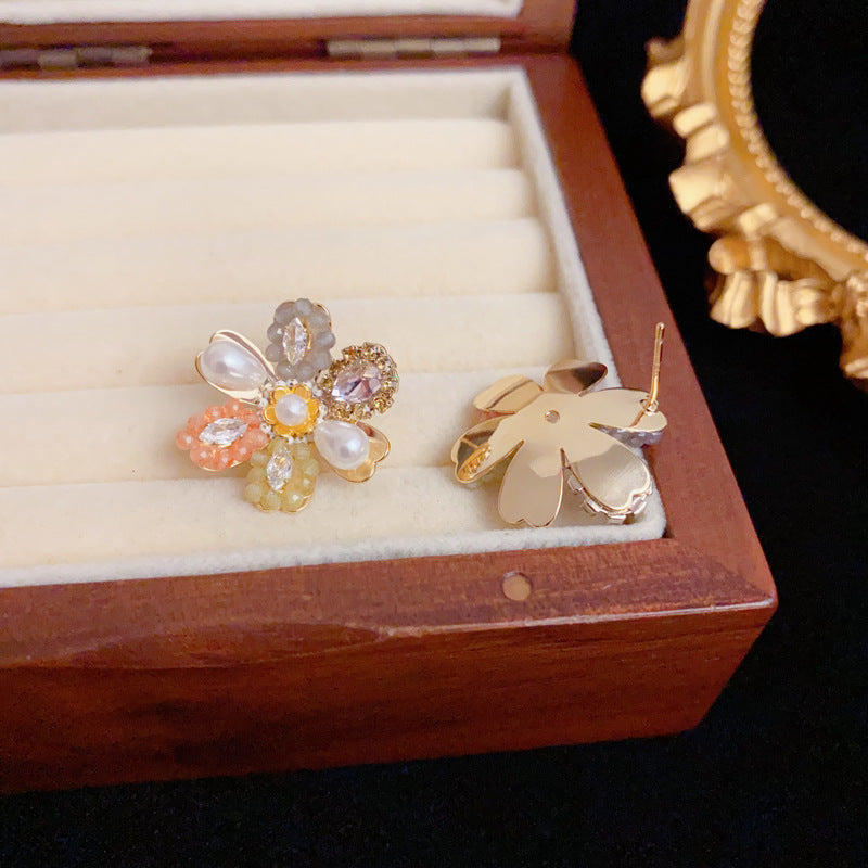 Elegant Handcrafted Colorful Petal Stud Gold Earrings – Floral Design