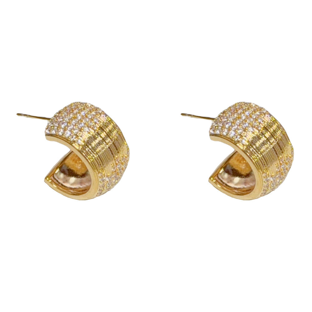 Eaioncol Half-Circle CZ Hoop Earrings Gold Silver