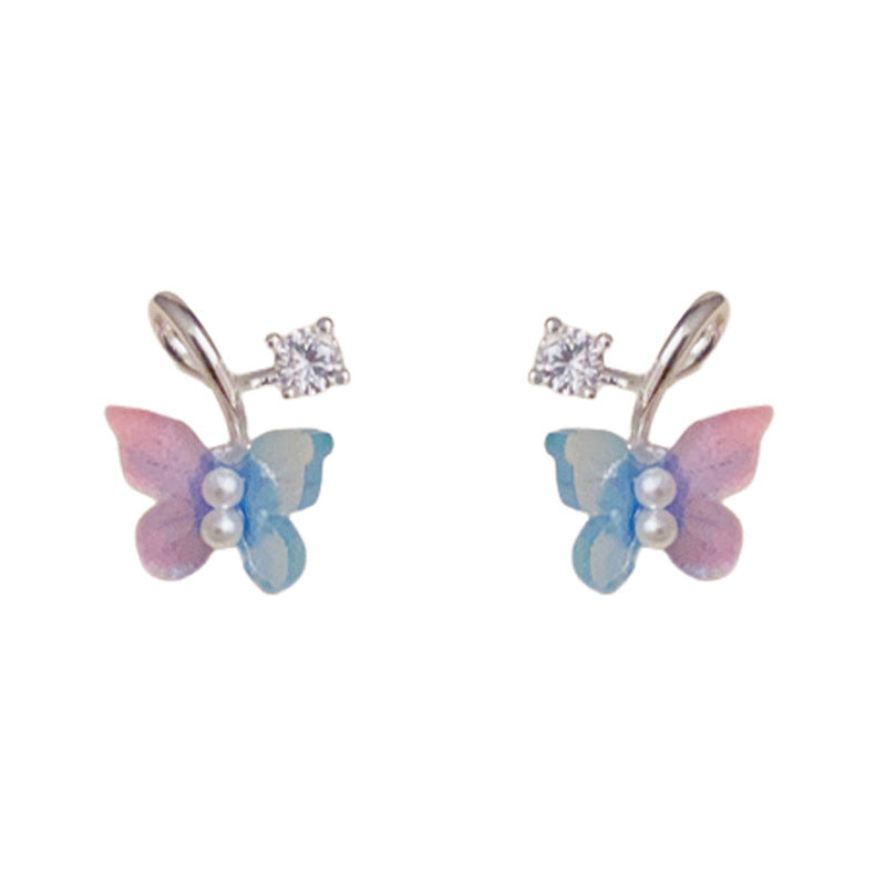 14K Gold Plated Chic Multicolor Butterfly Stud Earrings – Cute Jewelry
