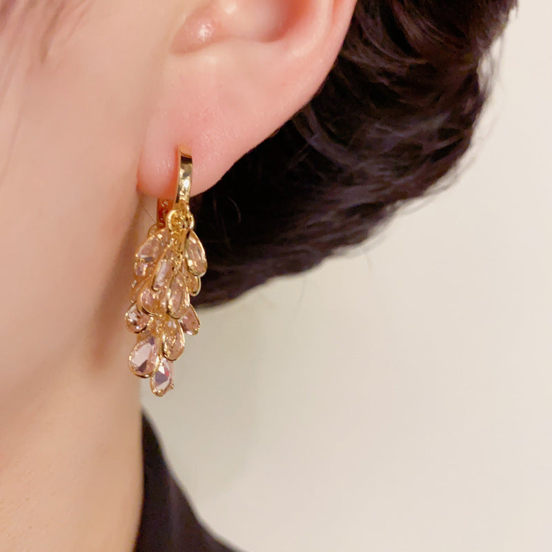 14K Gold-Plated Long Waterdrop Tassel Clip-On Earrings –Elegant Design