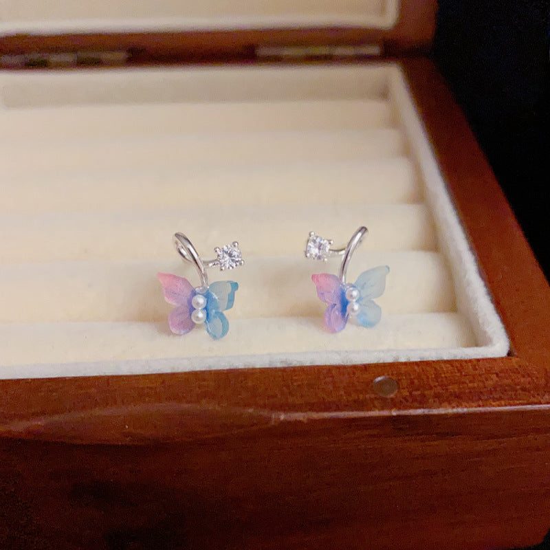 14K Gold Plated Chic Multicolor Butterfly Stud Earrings – Cute Jewelry