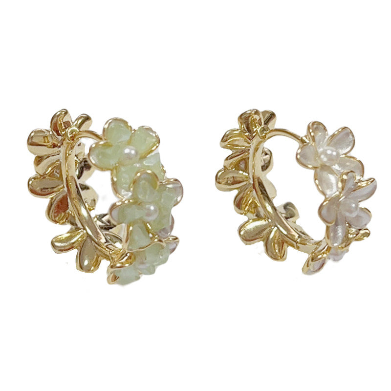 14K Gold-Plated Double-Sided Floral Hoop Earrings – Sweet Chic Design