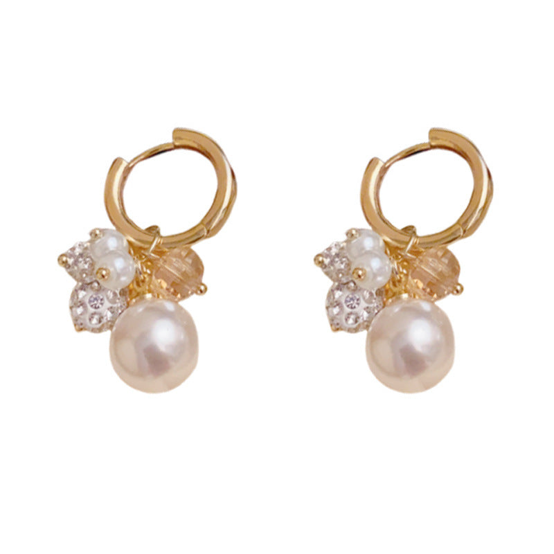 Elegant Zircon Crystal Pearl Tassel Earrings – Geometric Design