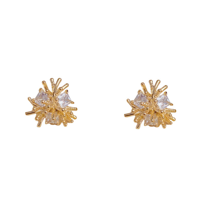 Elegant Zircon Firework Stud Earrings – Geometric Design