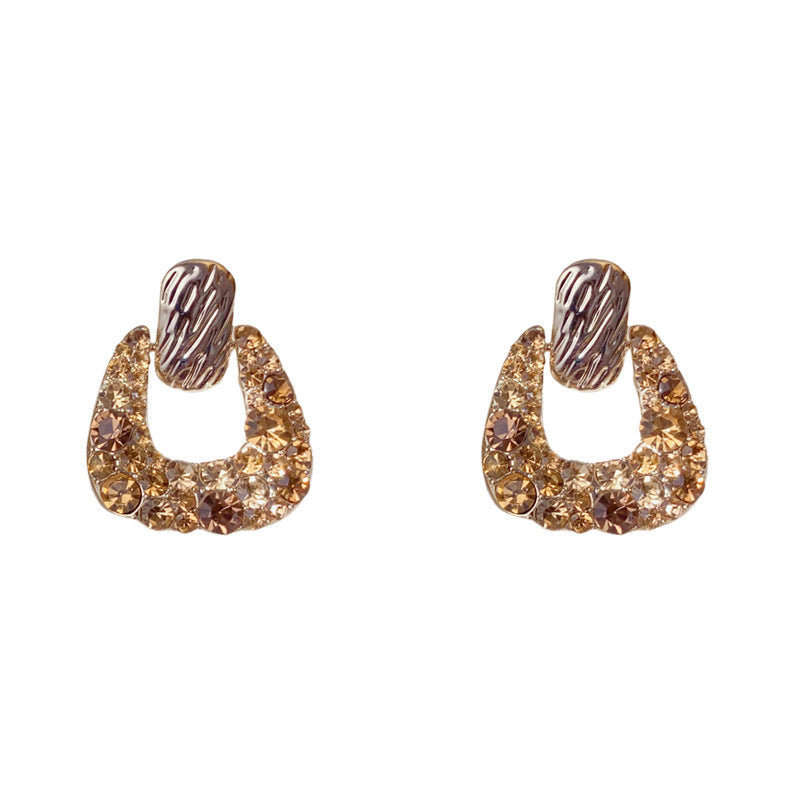 Luxury Gold-Silver Zircon Geometric Stud Earrings – Elegant Design