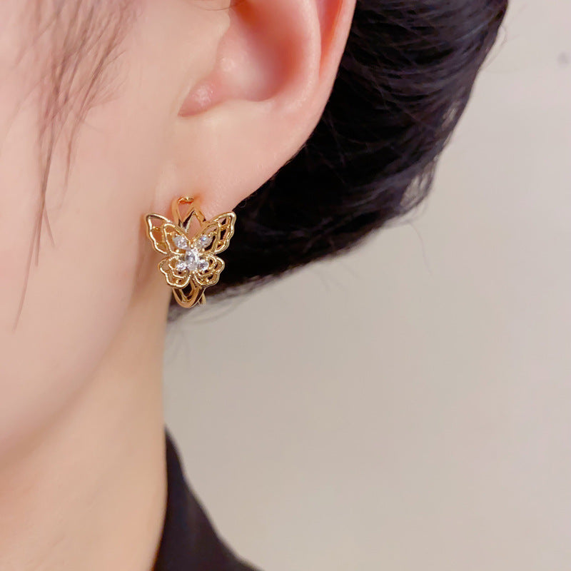 Eaioncol Butterfly Cutout Hoop Earrings Gold