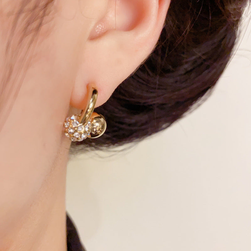 14K Gold Minimalist Metal Ball Front-Back Stud Earrings–Elegant Design