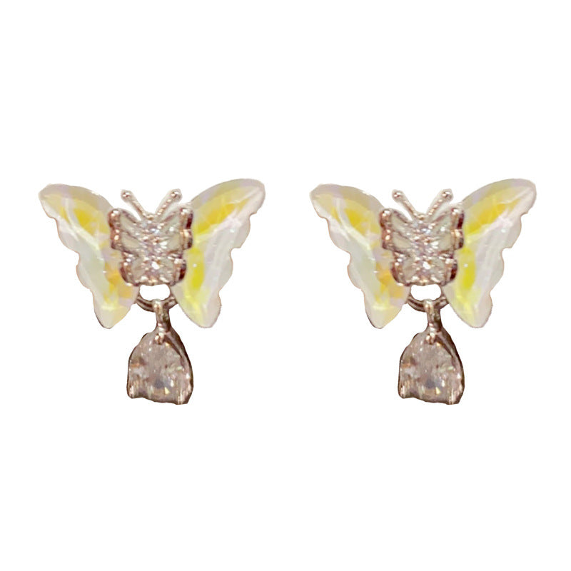 14K Gold Butterfly Teardrop Drop Earrings - Chic Elegance Design