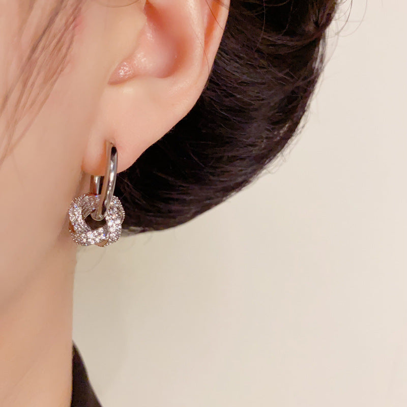 Luxury Full-Zircon Wrapped Circle Ear Cuff Earrings – Geometric Design