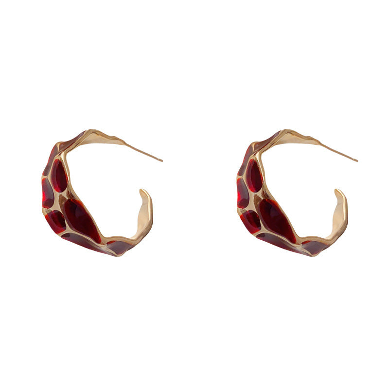 Luxury Leopard Enamel Hoop Earrings – Elegant Retro Design