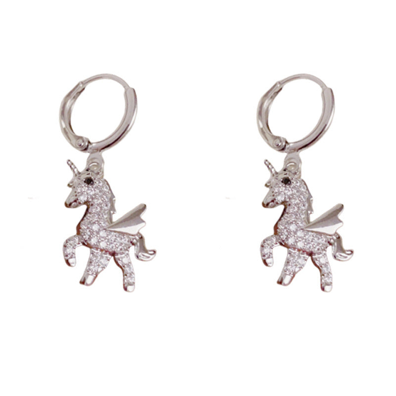 Luxury Full-Zircon Unicorn Ear Cuff Earrings – Elegant Design
