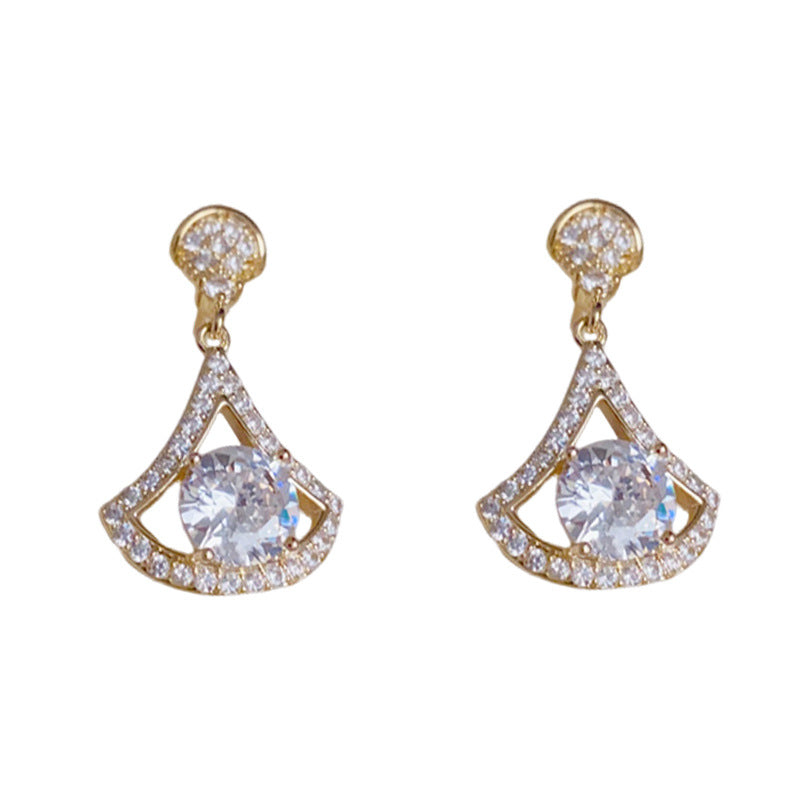 14K Gold Full Rhinestone Dress Drop Earrings – Elegant Chic Design