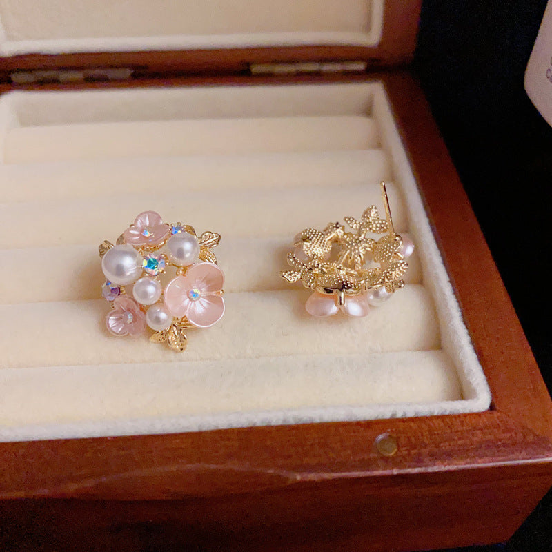 14K Gold-Plated Minimalist Floral Round Stud Earrings – Elegant Design