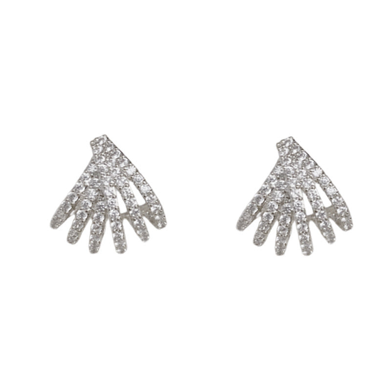 Luxury Zircon Arc S925 Silver Needle Stud Earrings – Elegant Design