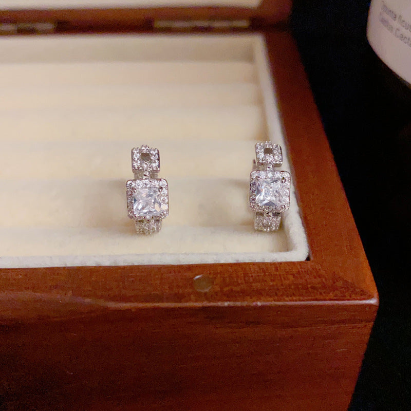 Gold & Silver Zircon Geometric Sugar Earrings - Chic Minimalist Design