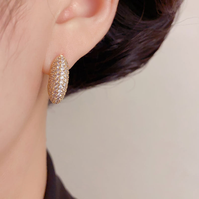 Elegant Micro-Zircon Teardrop Stud Earrings – Geometric Design