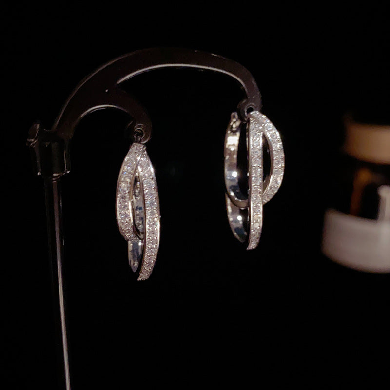 14K Gold-Plated Zircon Double Circle Earrings-Vintage Waterdrop Design