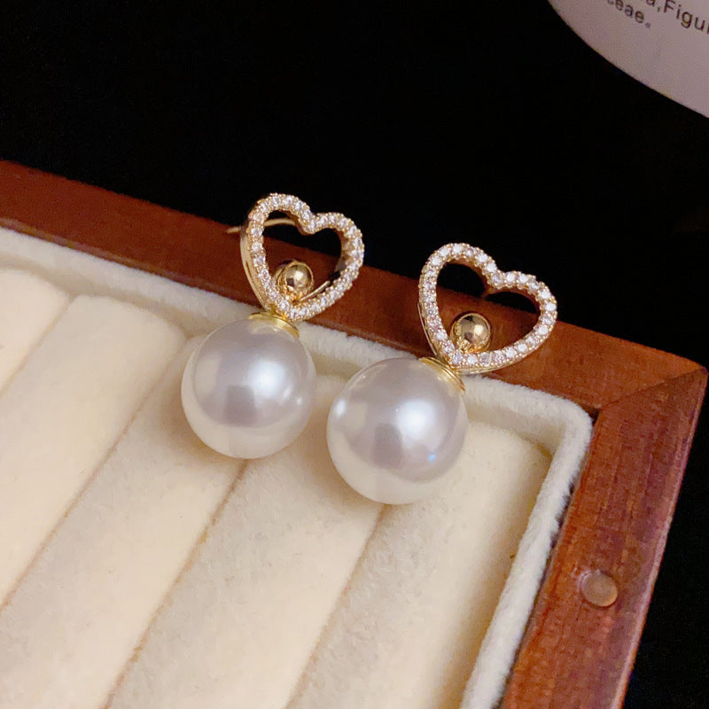 14K Gold-Plated Multi-Way Heart Pearl Earrings – Versatile & Chic