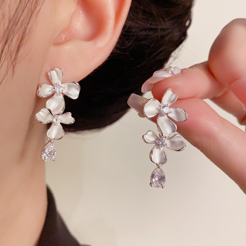 Luxury Enamel Petal Tassel Drop Earrings –Floral Elegant Design