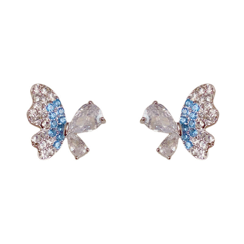 Luxury Full-Zircon Butterfly Stud Earrings –Animal-Inspired Design
