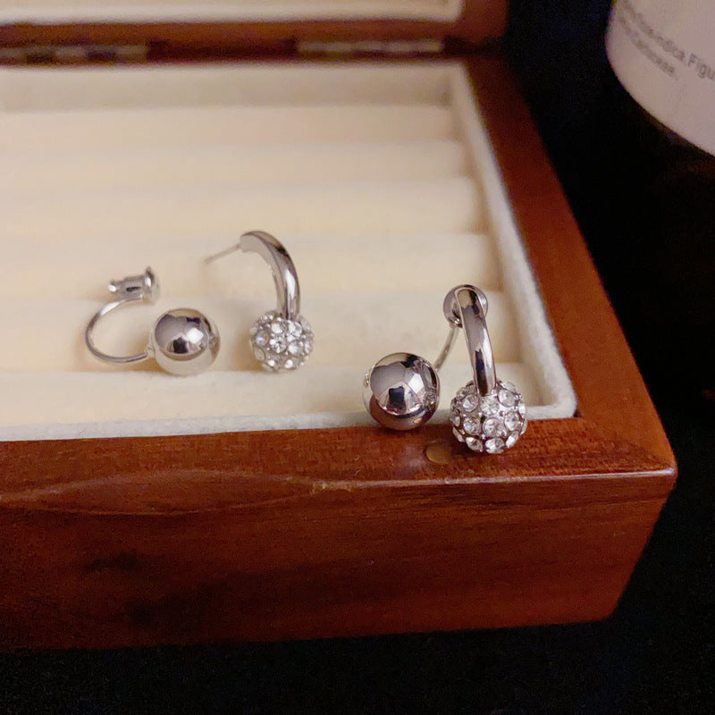 14K Gold Minimalist Metal Ball Front-Back Stud Earrings–Elegant Design