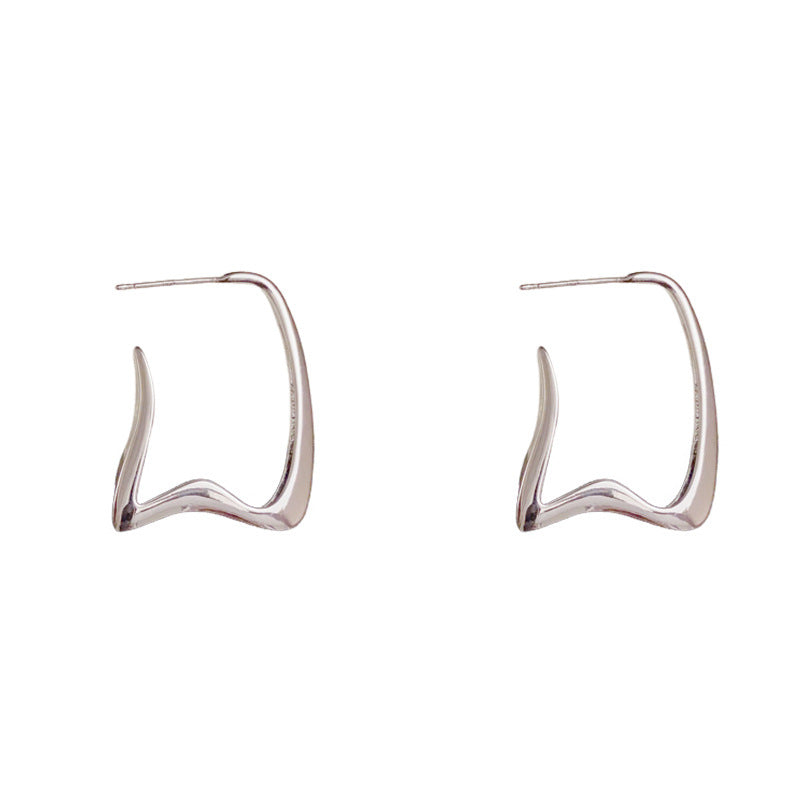 18K Gold Luxury Metal Geometric Hoop Earrings – Elegant Design